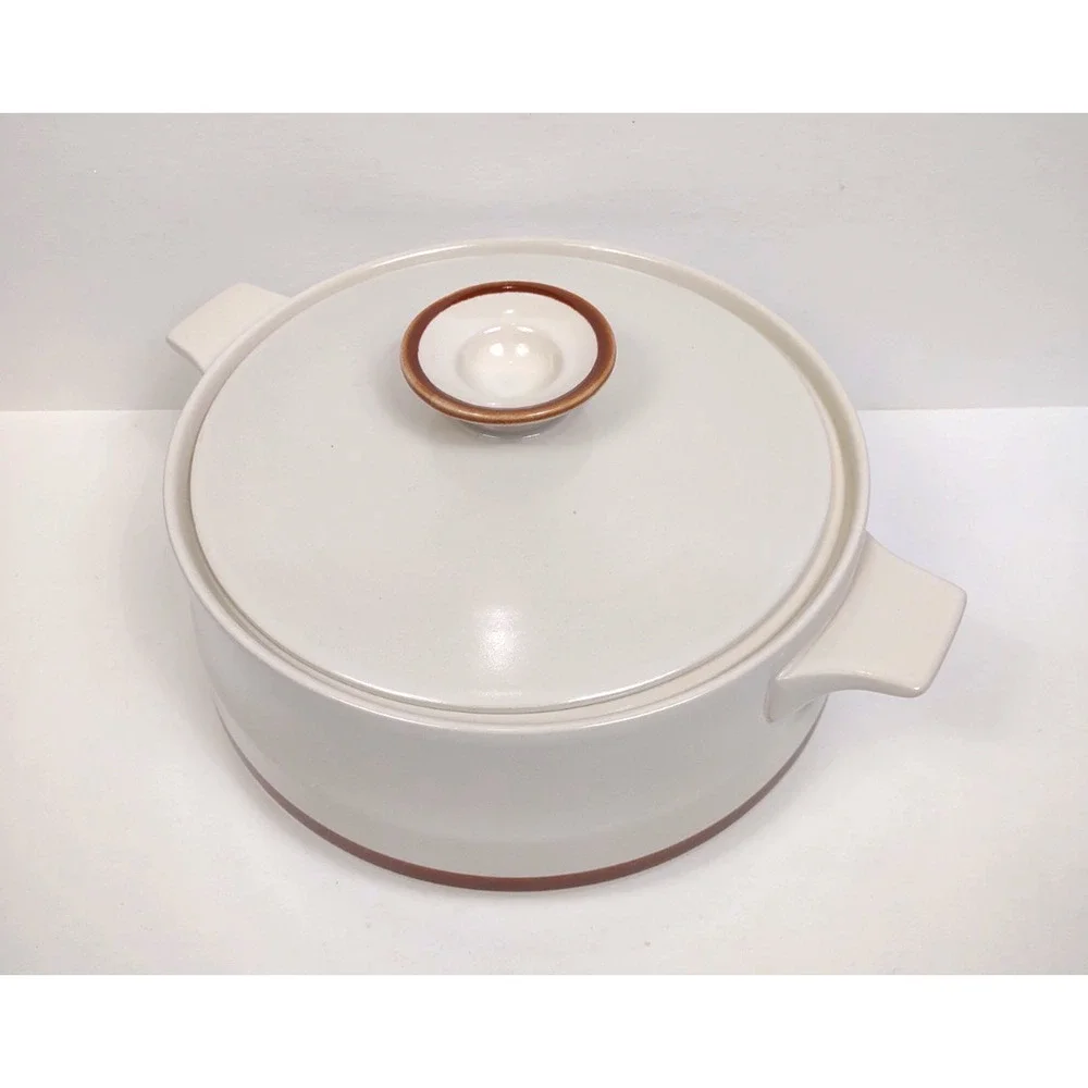 VTG Camelot Stoneware 3 Quart Casserole Dish w Lid Sandstone Brown Japan MCM EUC